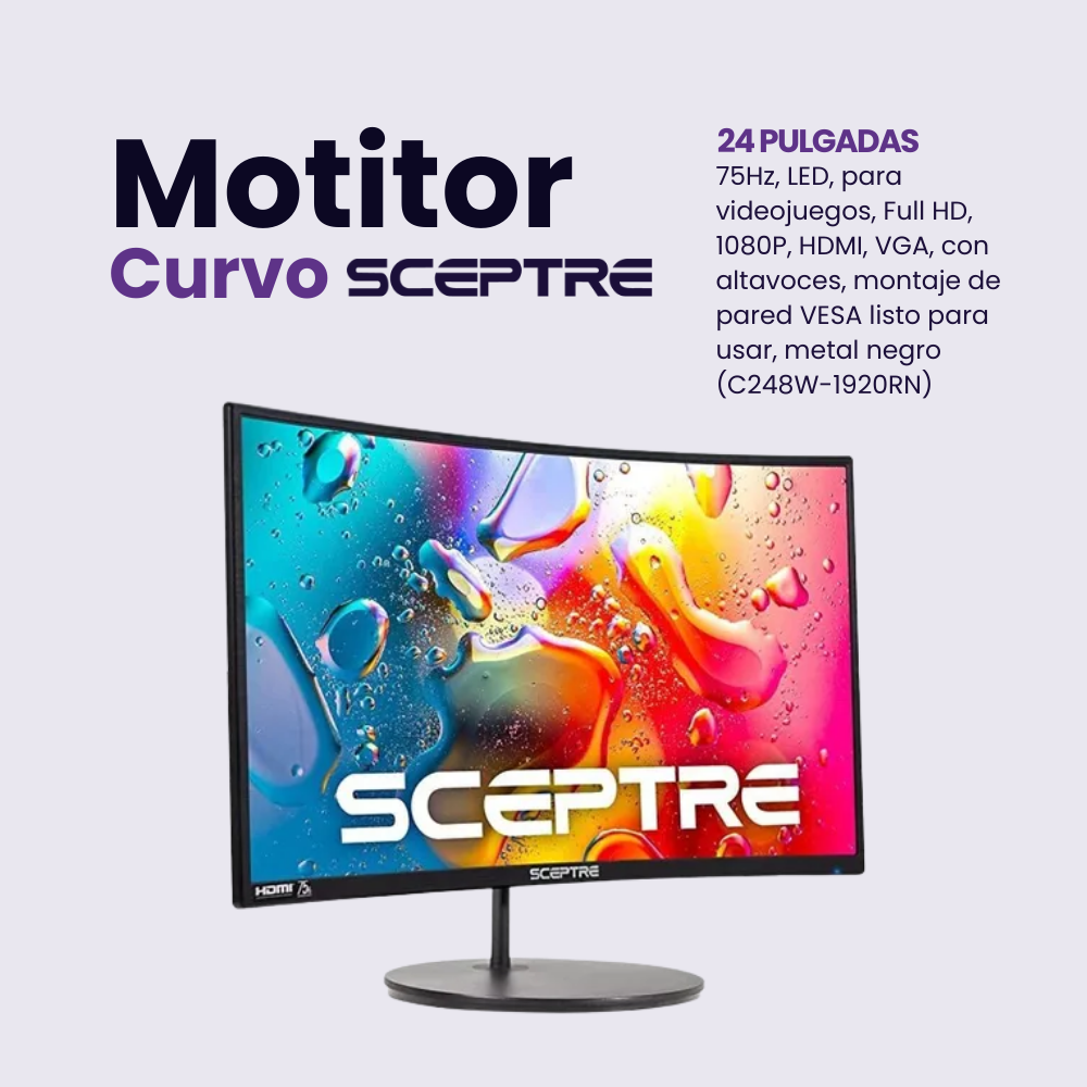 Sceptre - Monitor curvo de 24 pulgadas